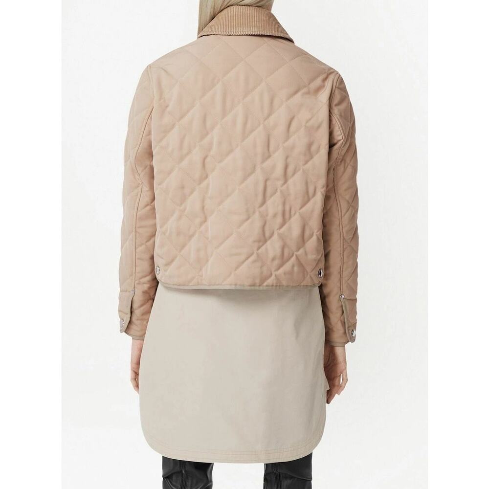 NWOT $1439 BURBERRY Quilted Country Jacket Cropped Long-Sleeve Zip Snap Neutral - Picture 14 of 14